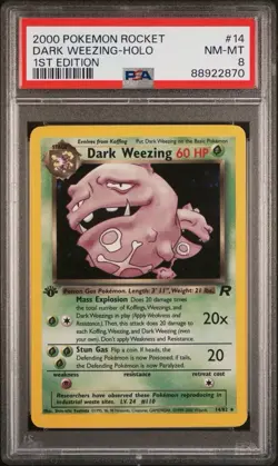 2000 Pokemon 1st Edition Team Rocket Dark Weezing Holo | PSA 8 - Image 1