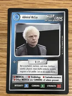 STAR TREK CCG 1E PROMO CARD ADMIRAL MCCOY STCCG DECIPHER RARE Lightly Played - Image 1