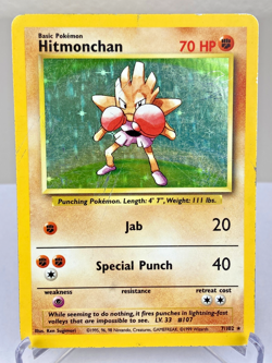 Hitmonchan Base Set 7/102 WOTC Holo Rare Pokemon Card - Heavily Played - Image 1
