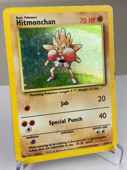 Hitmonchan Base Set 7/102 WOTC Holo Rare Pokemon Card - Heavily Played - Image 2
