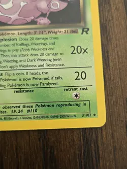 Pokemon Card - 1st Edition Dark Weezing Team Rocket 31/82 - Image 2