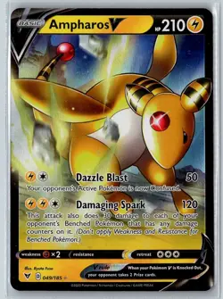2020 SWORD & SHIELD - VIVID VOLTAGE AMPHAROS V BASIC/RARE HOLO V #49 - Image 1