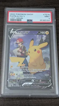 PIKACHU V 2022 Pokemon #TG16/TG30 PSA 9 MINT Lost Origin FULL ART Graded - Image 1