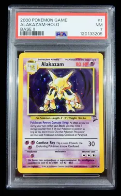 PSA 7 Pokemon 2000 Base Set 2 Alakazam Holo 1/130 NM - Image 1