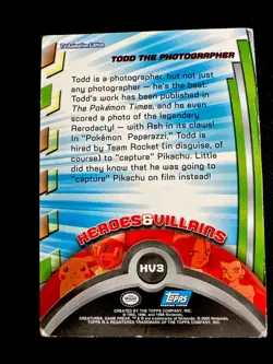 Pokemon TCG Todd The Photographer HV3 Holo Foil Topps TV Animation Series 2 - MP - Image 2