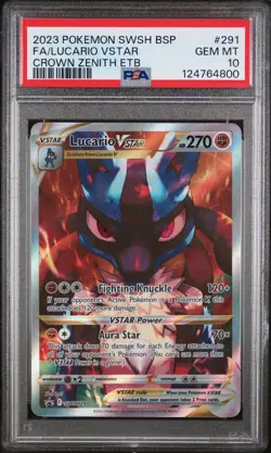2023 POKEMON SWSH BLACK STAR PROMO #291 FULL ART/LUCARIO VSTAR PSA 10 - Image 1