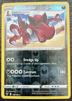 Krookodile 109/185 Sword Shield Pokemon TCG Vivid Voltage Reverse Holo MINT NM - Image 1