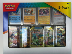 Costco Pokemon TCG Scarlet & Violet Paldea 5 Mini Tins + 4 Promo Cards Box Set - Image 1