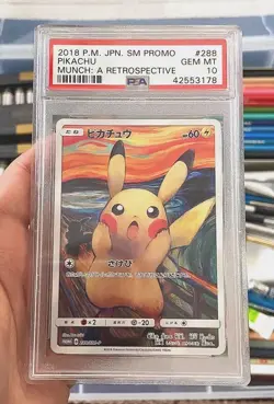 PSA 10 Pikachu 2018 Munch Scream Promo Card 288/SM-P Pokemon Card Japanese - Image 1