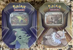 Lot 2 Pokemon TCG Triple Whammy Tin Set Slaking and Tyranitar Factory Sealed - Image 1