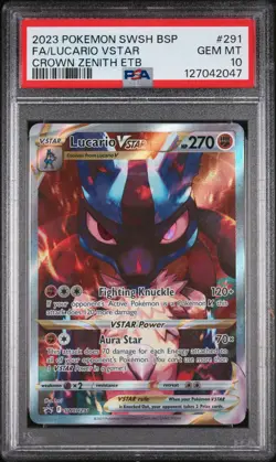 2023 POKEMON SWSH BLACK STAR PROMO #291 FULL ART/LUCARIO VSTAR PSA 10 - Image 1