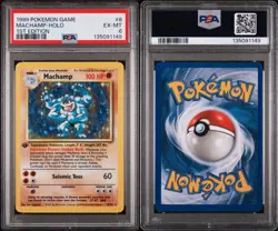1999 Pokemon Base Set Machamp Holo 1st Edition #8/102 PSA 6 EX-MT WOTC - Image 1