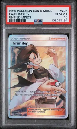 2019 POKEMON SUN & MOON UNIFIED MINDS #234 GRIMSLEY PSA 10 - Image 1