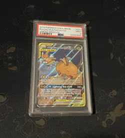 2019 POKEMON SM UNIFIED MINDS #221/236 ALOLAN RAICHU GX TAG TEAM FULL ART PSA 9 - Image 1