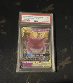PSA 9 - Pokemon Gengar & Mimikyu GX 53/181 - Sun & Moon Team Up - Image 1