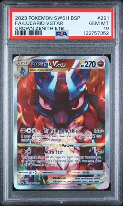 2023 POKEMON SWSH BLACK STAR PROMO #291 FULL ART/LUCARIO VSTAR PSA 10 - Image 1