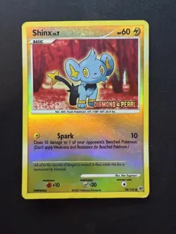 Pokemon TCG Shinx 98/130 Diamond & Pearl Reverse Holo Stamped 2007 MP - Image 1