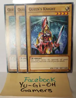 YUGIOH QUEEN'S KNIGHT X3 DIFFERENT SETS AND EDITIONS COMMON LIGHT PLAYED - Image 1