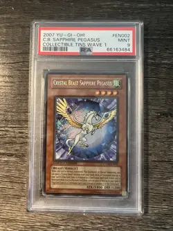 2007 Yu-Gi-Oh! Collectible Tins #EN002 Crystal Beast Sapphire Pegasus PSA 9 - Image 1