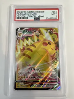 Pikachu VMAX SWSH286 Sword & Shield Black Star Promo Card Holo PSA Mint 9 - Image 1