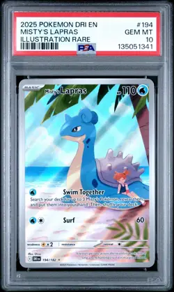 Pokemon Misty's Lapras 194/182 PSA 10 Card Gem Mint Destined Rivals - Image 1