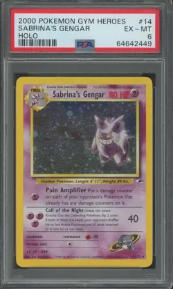 SABRINA'S GENGAR Gym Heroes Holo Rare #14 PSA 6 Vintage Pokemon [Nostalgium] - Image 1