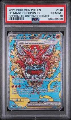 2025 Pokemon SV Prismatic Evolutions Hearthflame Mask Ogerpon ex #148/131 PSA 10 - Image 1
