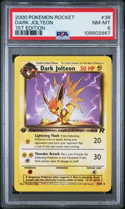 Dark Jolteon 2000 Pokemon Rocket #38 1st Edition PSA 8 NEW SLAB - Image 1