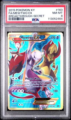 2015 POKEMON XY BREAKTHROUGH MEWTWO EX #163 SECRET RARE PSA 8 NM #113052464 - Image 1