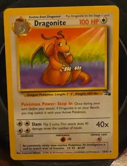 Dragonite 19/62 Fossil Regular Rare Non Holo Pokemon TCG - MP Condition - Image 1