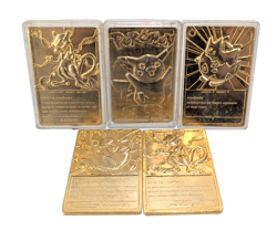 Lot Of 5 1999 Pokemon 23K Gold Plated Small Burger King Collectible Cards - Image 1