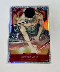 One Piece TCG Straw Hat Crew Card ST01-013 Roronoa Zoro Foil Super Rare - Image 1