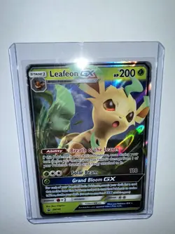 Leafeon GX SM146 Sm Holo Pokemon Card Crease in Card - Image 1