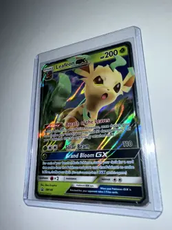 Leafeon GX SM146 Sm Holo Pokemon Card Crease in Card - Image 3