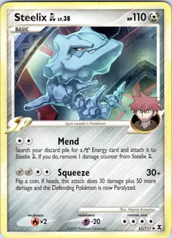Pokemon Steelix Platinum Rising Rivals 51/111 Regular Uncommon Card Played MP-LP - Image 1