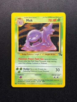 Pokemon TCG - Muk Fossil 13/62 Holo Unlimited Rare WOTC Pokemon Card MP - Image 1