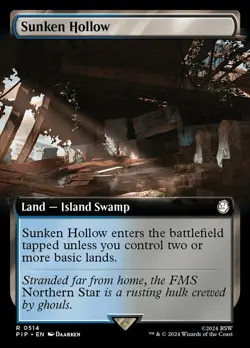 Mint/Near-Mint, English - 1 x MTG Sunken Hollow - Foil - Extended Art Universes - Image 1