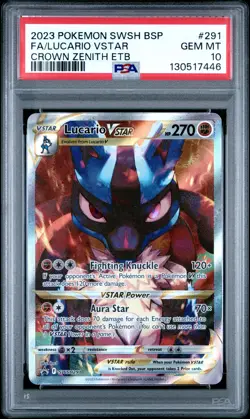 2023 POKEMON SWSH BLACK STAR PROMO #291 FULL ART/LUCARIO VSTAR PSA 10 - Image 1