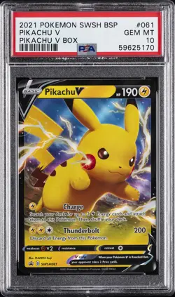 2021 POKEMON SWSH BLACK STAR PROMO PIKACHU V BOX #061 PIKACHU V PSA 10 - Image 1