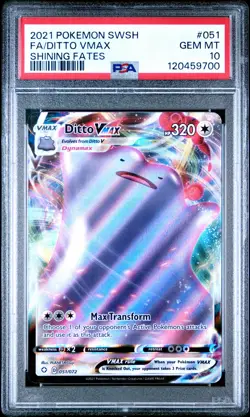 2021 POKEMON SWORD & SHIELD SHINING FATES #051 FULL ART/DITTO VMAX PSA 10 - Image 1