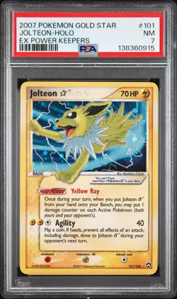 2007 POKEMON EX POWER KEEPERS GOLD STAR #101 JOLTEON-HOLO PSA 7 - Image 1