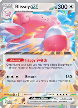 Pokemon TCG Blissey ex 134/167 Twilight Masquerade Extended Art Double Rare Holo - Image 1