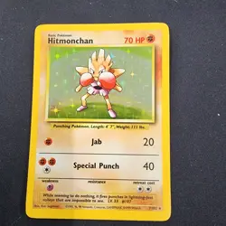 Pokemon TCG Hitmonchan English Base Set HOLO RARE #7/102 MP - Image 1