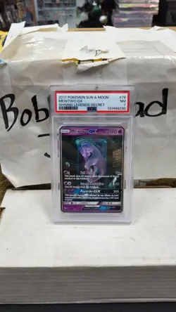 2017 MEWTWO GX SECRET SHINING LEGENDS SUN & MOON POKEMON TCG PSA 7 NM #78 - Image 1