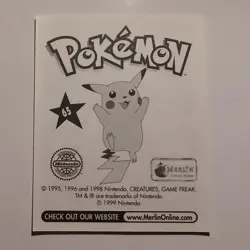Pokemon - Alakazam - Topps Merlin Sticker - Series 1 - #65/240 - 1999 - Image 2