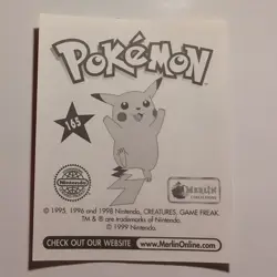 Pokemon - Pikachu - Topps Merlin Sticker - Series 1 - #165/240 - 1999 - Image 2