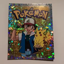 Pokemon - Ash & Pikachu - Topps Merlin Sticker Series 1 #S29/36 Gold Holo 1999 - Image 1