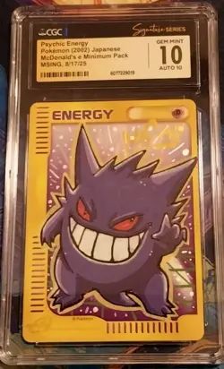 Pokemon CGC 10 GEM MINT AUTO 10 Psychic Energy (GENGAR) Msing 2002 McDonalds JPN - Image 2