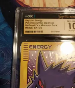Pokemon CGC 10 GEM MINT AUTO 10 Psychic Energy (GENGAR) Msing 2002 McDonalds JPN - Image 4