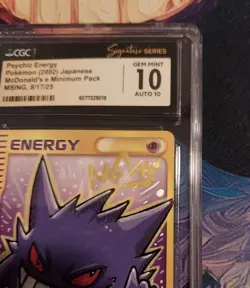 Pokemon CGC 10 GEM MINT AUTO 10 Psychic Energy (GENGAR) Msing 2002 McDonalds JPN - Image 5